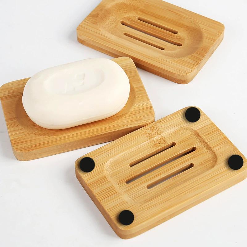 Soap Dish Draining - Jabonera de bambú natural, 1 unidad,