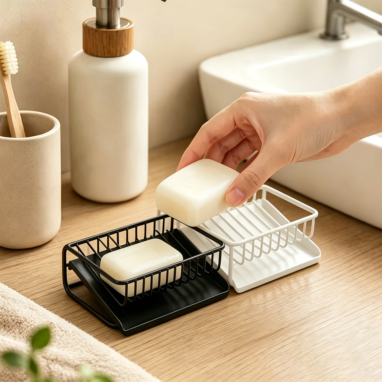 Soap Dish Draining - Jabonera de plástico con bandeja de