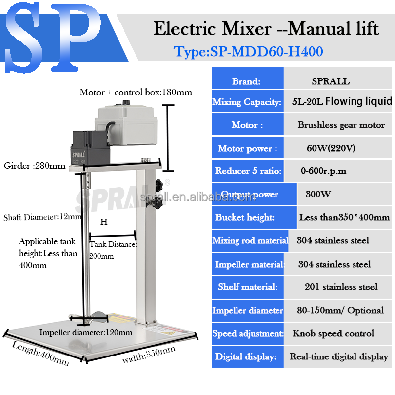 SPRALL SP-MDD60-H400 Agitador  - Making Soap And Detergent reseña y precio